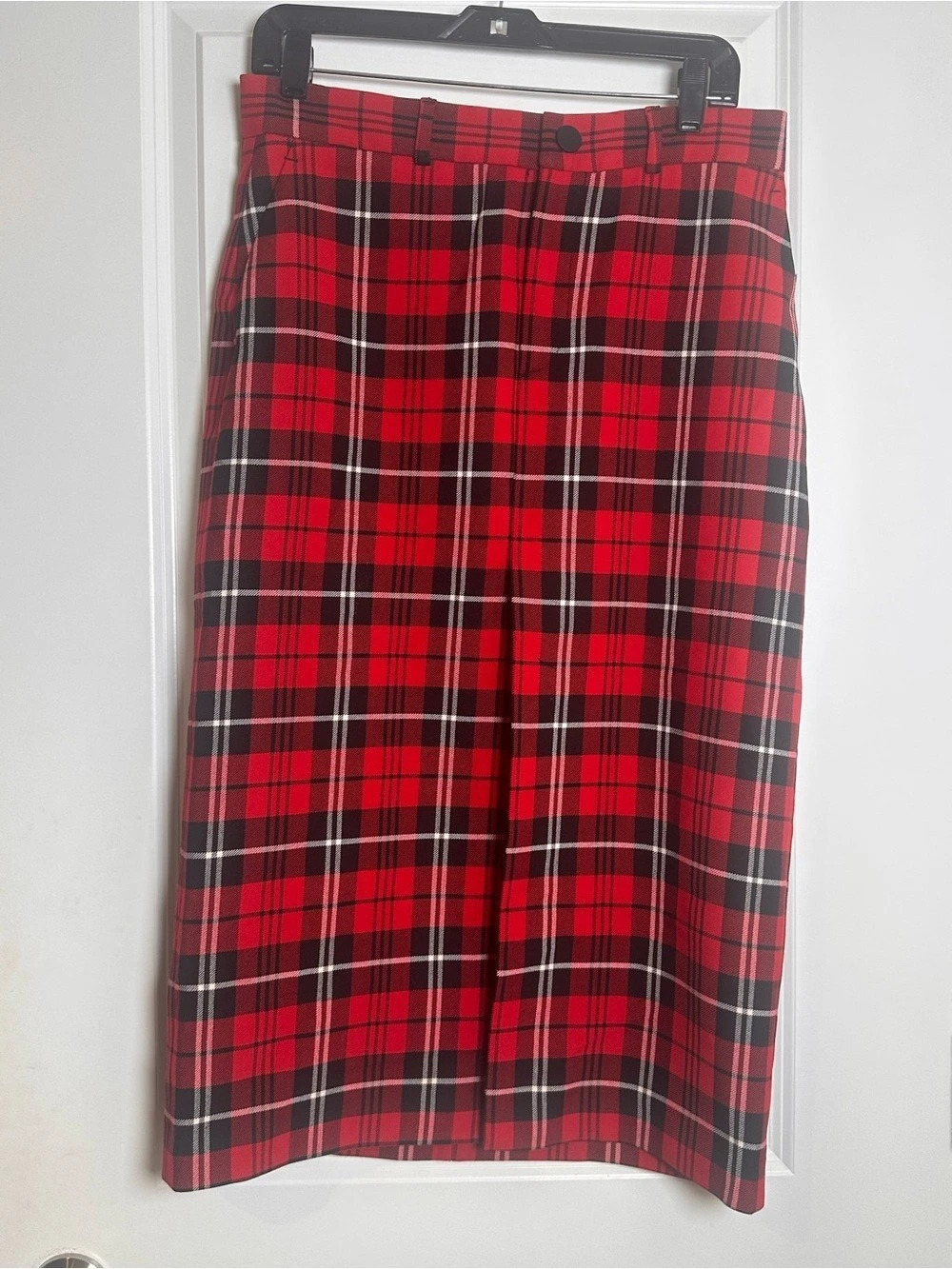 Zara Plaid Midi Skirt in Red & Black Size Large